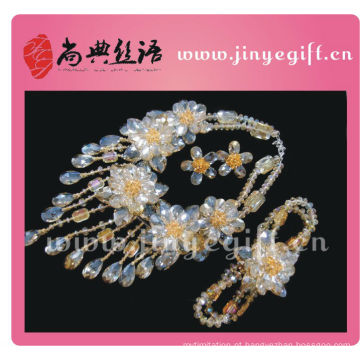 Jóia nupcial original Brilliant Crystal Zircon Flower Cristal Jewellery Set